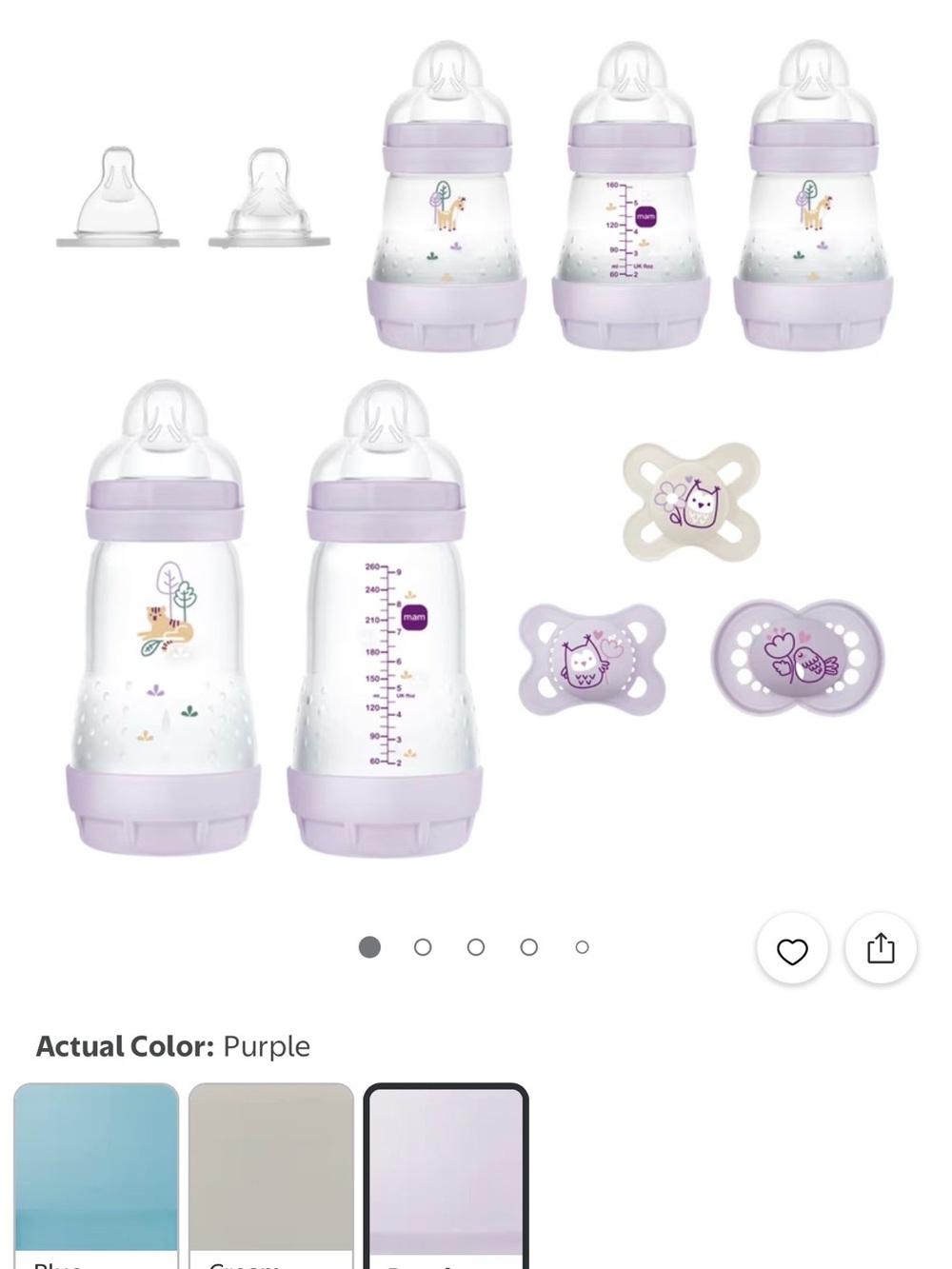 Baby Feeding Bottle and Pacifier Set - Purple
